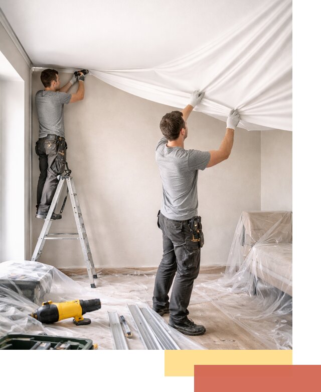 Монтаж тканевого натяжного потолка в Котельниках недорого и быстро