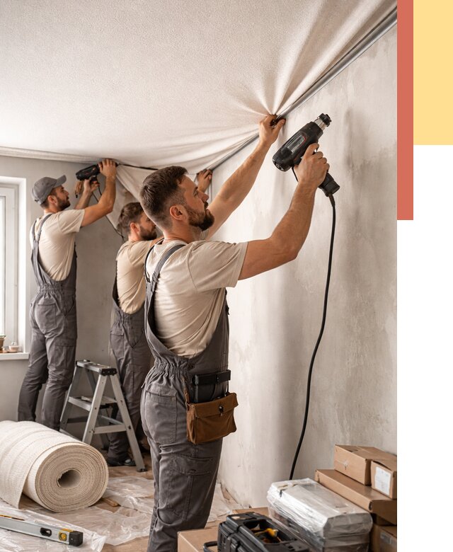 Монтаж фактурного натяжного потолка в Котельниках от 796 руб. — ОТДЕЛОЧНИК-Ктн