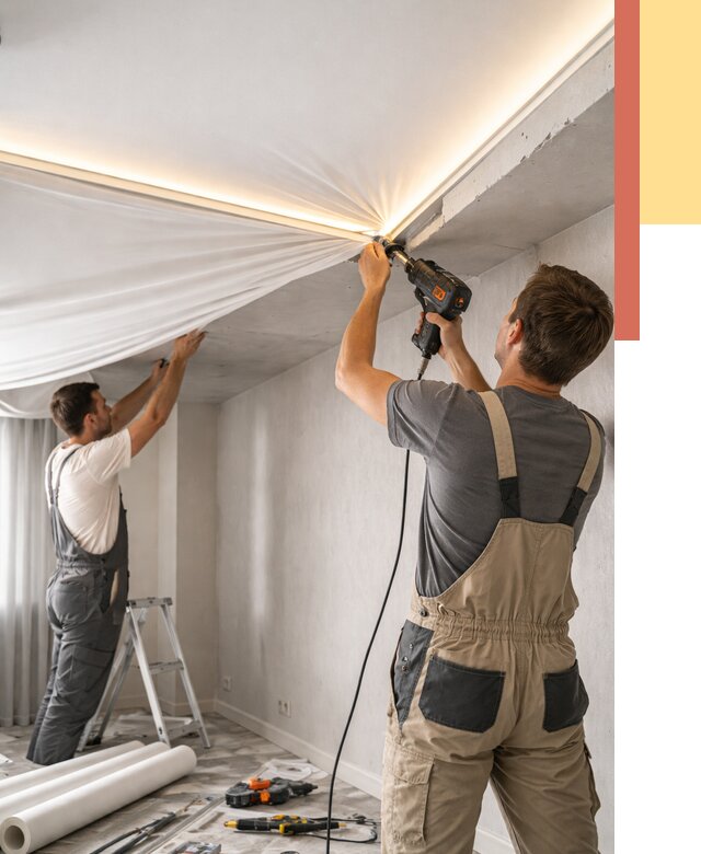 Монтаж натяжного потолка с подсветкой в Котельниках от 1009 руб. | ОТДЕЛОЧНИК-Ктн