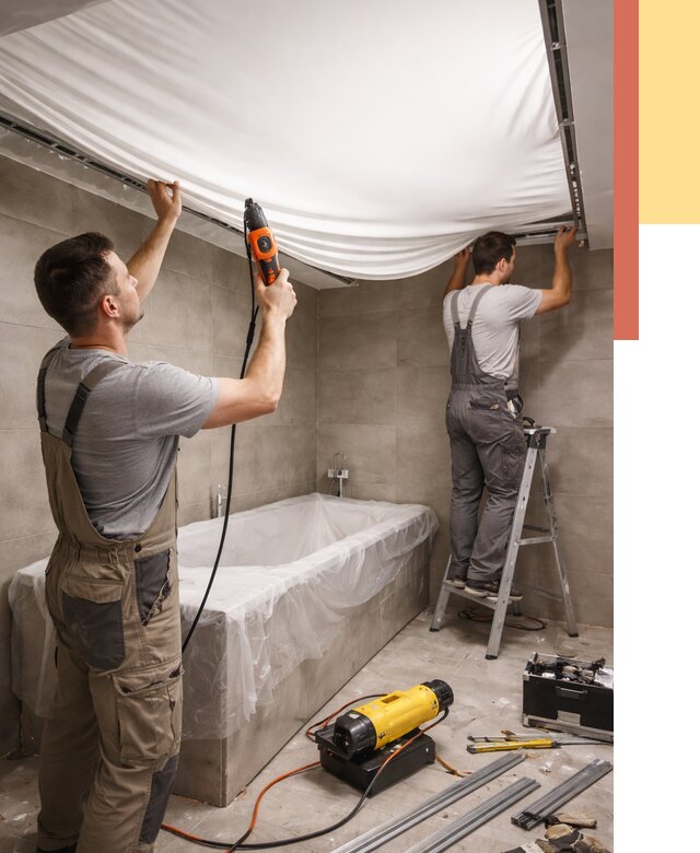 Монтаж натяжного потолка в ванной в Котельниках от 1274 руб. под ключ | ОТДЕЛОЧНИК-Ктн