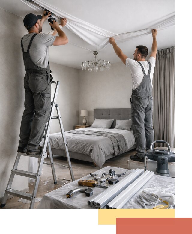 Монтаж натяжного потолка в спальне в Котельниках