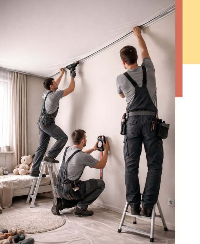 Монтаж натяжного потолка в детской в Котельниках от 3716 руб. — быстро и недорого | ОТДЕЛОЧНИК-Ктн