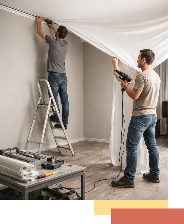 Монтаж натяжного потолка в студии в Котельниках