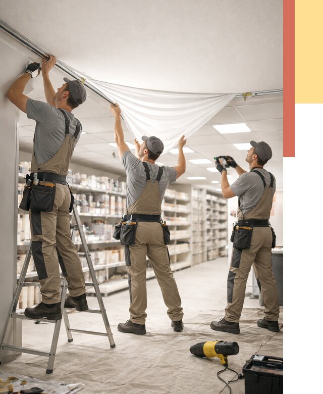 Монтаж натяжного потолка в магазине в Котельниках от 4778 руб. быстро и недорого | ОТДЕЛОЧНИК-Ктн