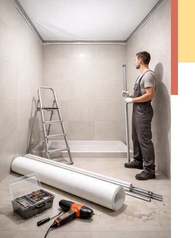 Монтаж натяжного потолка в санузле в Котельниках от 1964 руб. — ОТДЕЛОЧНИК-Ктн