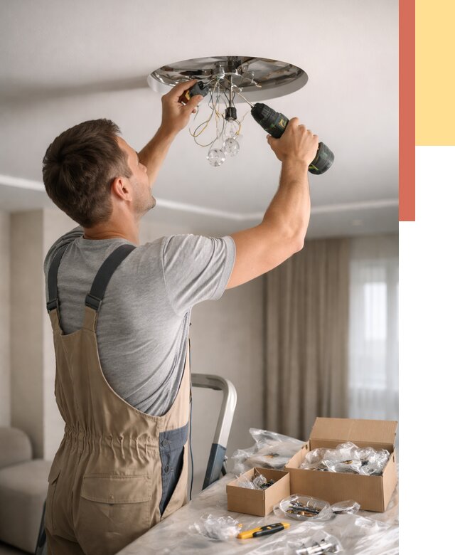 Установка люстры в натяжной потолок в Котельниках от 1274 руб. | Быстро и недорого — ОТДЕЛОЧНИК-Ктн