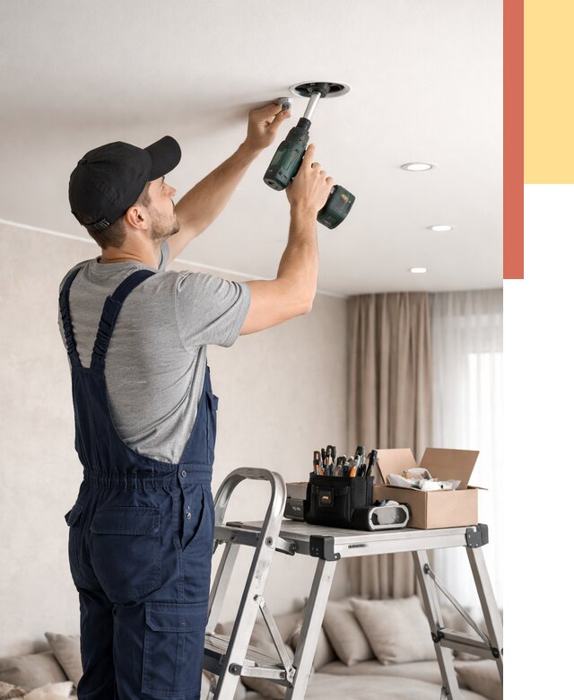 Установка и монтаж точечных светильников в натяжной потолок в Котельниках от 1911 руб. | ОТДЕЛОЧНИК-Ктн