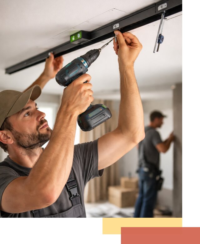 Установка трековых светильников в натяжной потолок в Котельниках