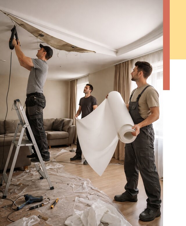 Замена полотна натяжного потолка в Котельниках от 10087 руб. быстро и недорого | ОТДЕЛОЧНИК-Ктн