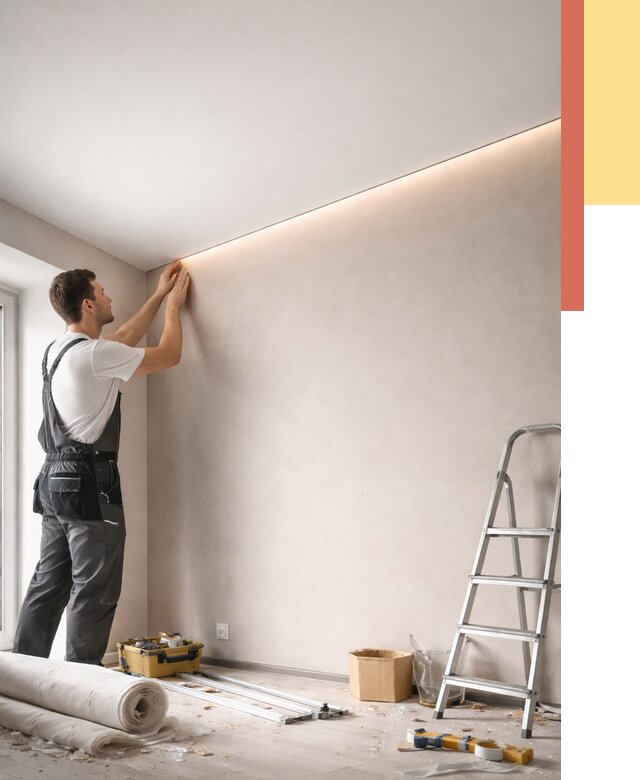 Теневые натяжные потолки в Котельниках от 8707 руб. под ключ | ОТДЕЛОЧНИК-Ктн