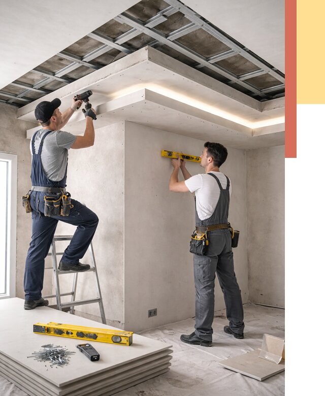 Двухуровневый потолок из гипсокартона в Котельниках от 1540 руб. под ключ | ОТДЕЛОЧНИК-Ктн