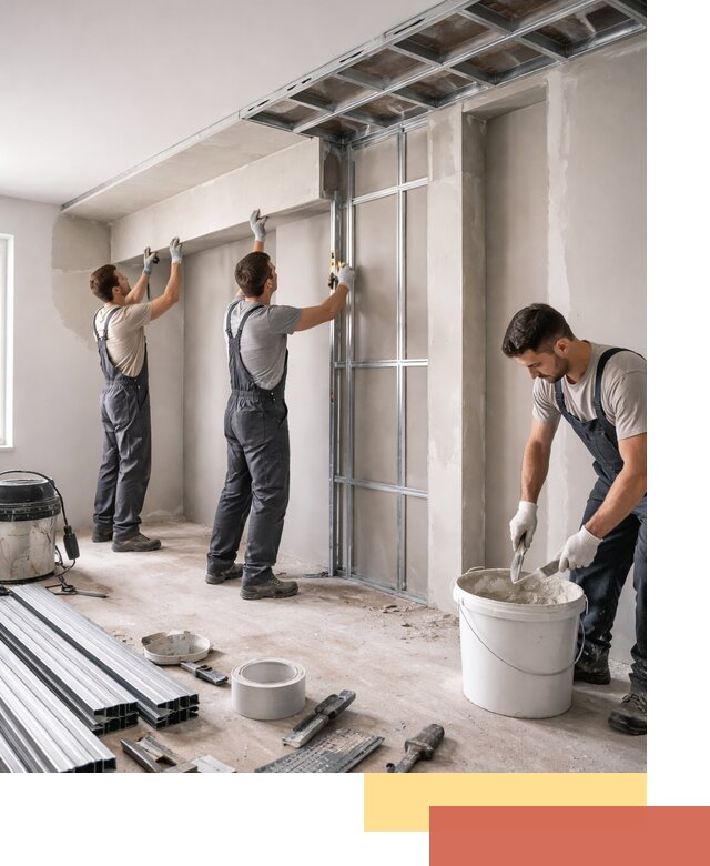 Монтаж потолка из гипсокартона с нишей в Котельниках