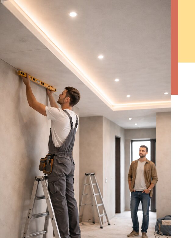 Потолок из гипсокартона с подсветкой в Котельниках от 796 руб./м2 под ключ | ОТДЕЛОЧНИК-Ктн