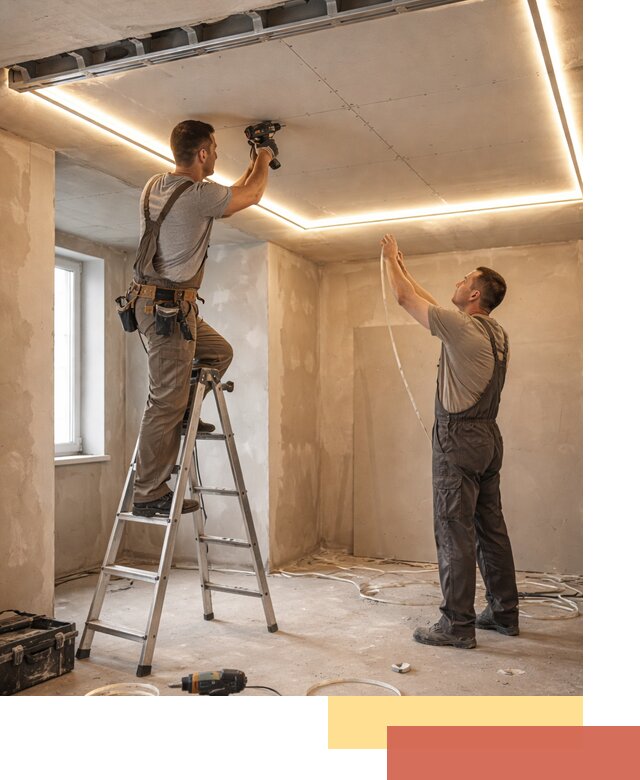 Потолок из гипсокартона с подсветкой в Котельниках