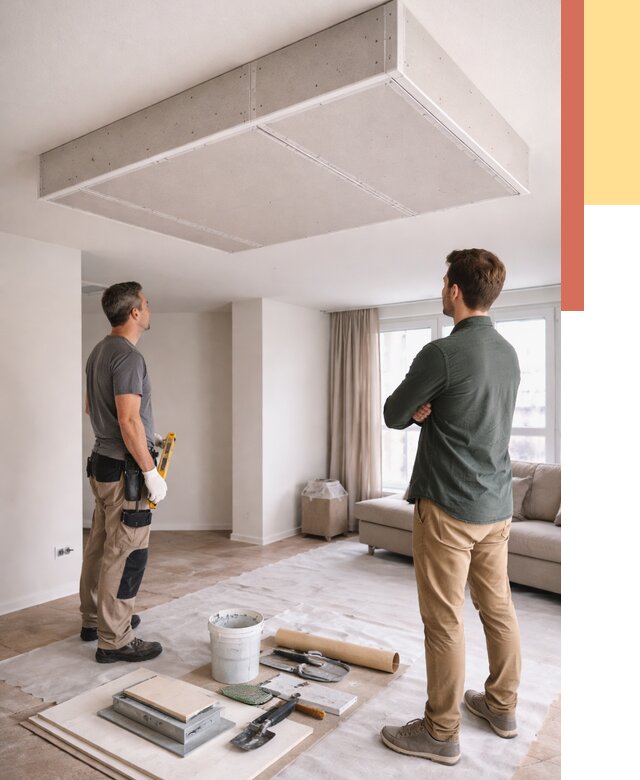 Короб на потолке из гипсокартона в Котельниках от 2336 руб. — монтаж и услуги под ключ | ОТДЕЛОЧНИК-Ктн