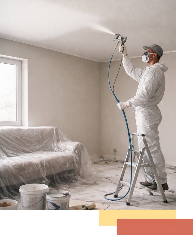 Покраска потолка краскопультом в Котельниках быстро и качественно