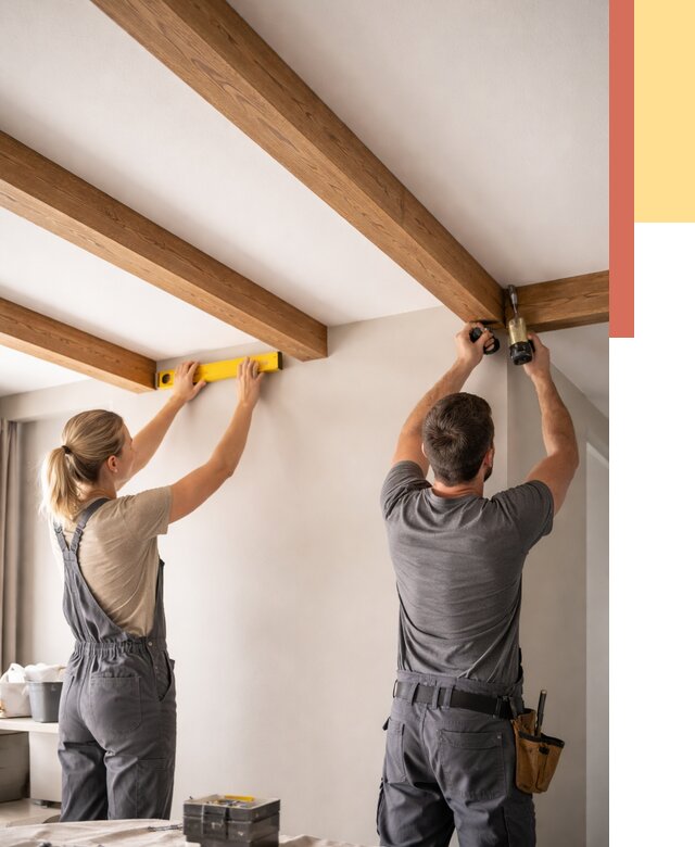 Монтаж декоративных балок на потолок в Котельниках от 4460 руб. — ОТДЕЛОЧНИК-Ктн